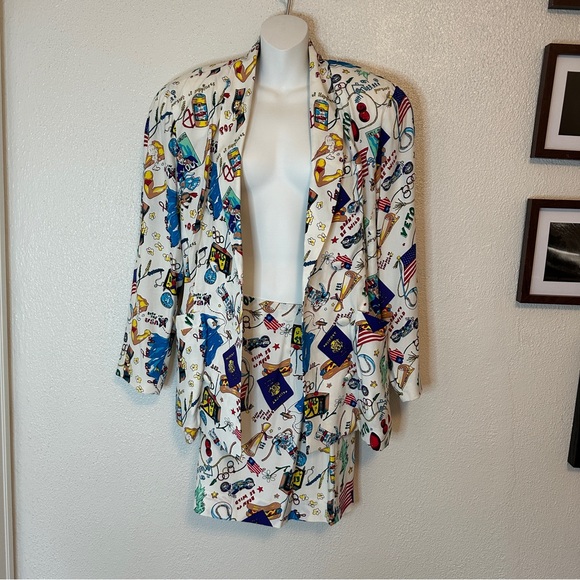 Vintage VTG Novelty Americana double breasted skirt suit Mystery New York - Picture 1 of 14
